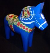 Dala horse - Dalecarlian horse 25 cm blue