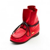 Chaussures en cuir de renne rouge Blötnäbb enfants