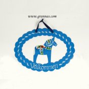 Dalapferd Willkommensschild Metall 26 x 19 cm blau
