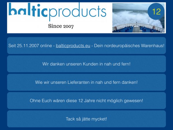 12 years Balticproducts - Thank you!