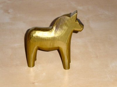 Dala horse - Dalecarlian horse 13 cm guld