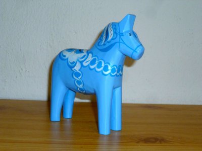 Dala horse - Dalecarlian horse 5 cm light blue
