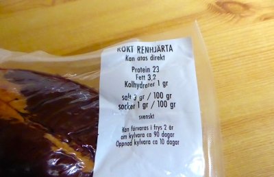 Geräuchertes Rentierherz ca. 180 Gramm